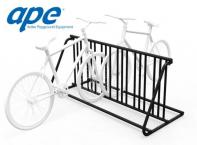 Bicycle Rack - holds up to 8 bicycles,  Manufactured by Active Playground Equipment Point Edward.  Tubular steel, powder coated black finish. Overstock item limited quantity available now at APE @ $350