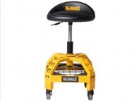 Dewalt 300lb Adjustable Shop Stool - this adjustable stool features a foam-padded swivel seat with a rip- and tear-resistant textured vinyl cover. It also boasts a bracket-secured wire-gird storage shelf, powder-coated steel construction and comes with interchangeable swivel casters and nylon feet.
