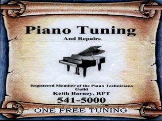  $80 Gift Cert for Piano tuning by Keith Barney.