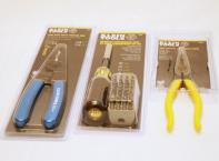1 Klein Magnetic screwdriver with a 32-Piece Tamperproof Bit set
1 Klein Pliers Long Nose Side Cutter Heavy Duty 8-5/16 inch  Yellow
1 Klein Wire Stripper Long-Nose for 10-22 Wire 8-1/4 Inch