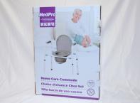 Homecare Commode by MedPro, holds up to 300 lbs. A convenient and safer toilet alternative for persons with reduced mobility.  Also use for support over a toilet or as a raised toilet seat.