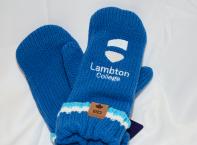 A pair of Blue Mittens with the Lambton College logo - by BARDOWN.
100% Acrylic