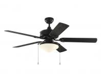 An Indoor/Outdoor Ceiling Fan. 52 inch Haven Wet Rated.  Black Matte Finish with Black Blades.