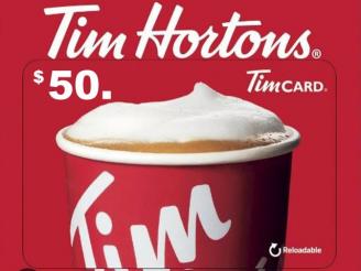  $50 Tim Horton Gift Card from Local Tim Horton Owners.
