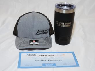  $110 Gift Card for assessment, ball cap and mug w. logo from Cross Works Physiotherap.