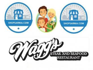  Two $25 Gift Cards for Wagg's Restaurant  + Marketing gift from Shop Sarnia.
